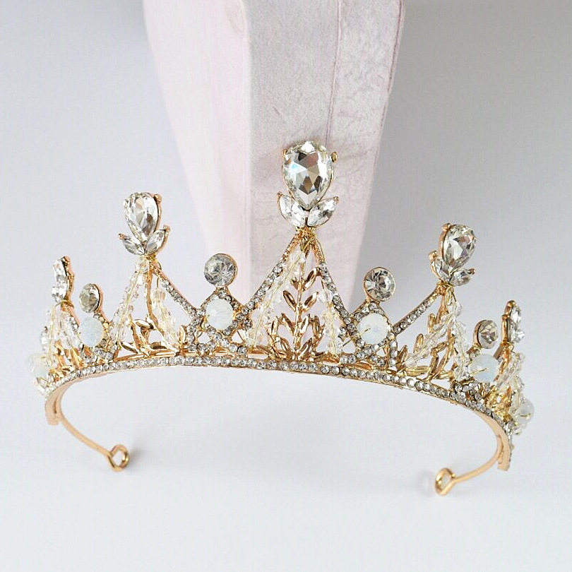 日本品质热卖新款欧式新娘头饰发饰 生日王冠手工水晶皇冠 婚纱礼