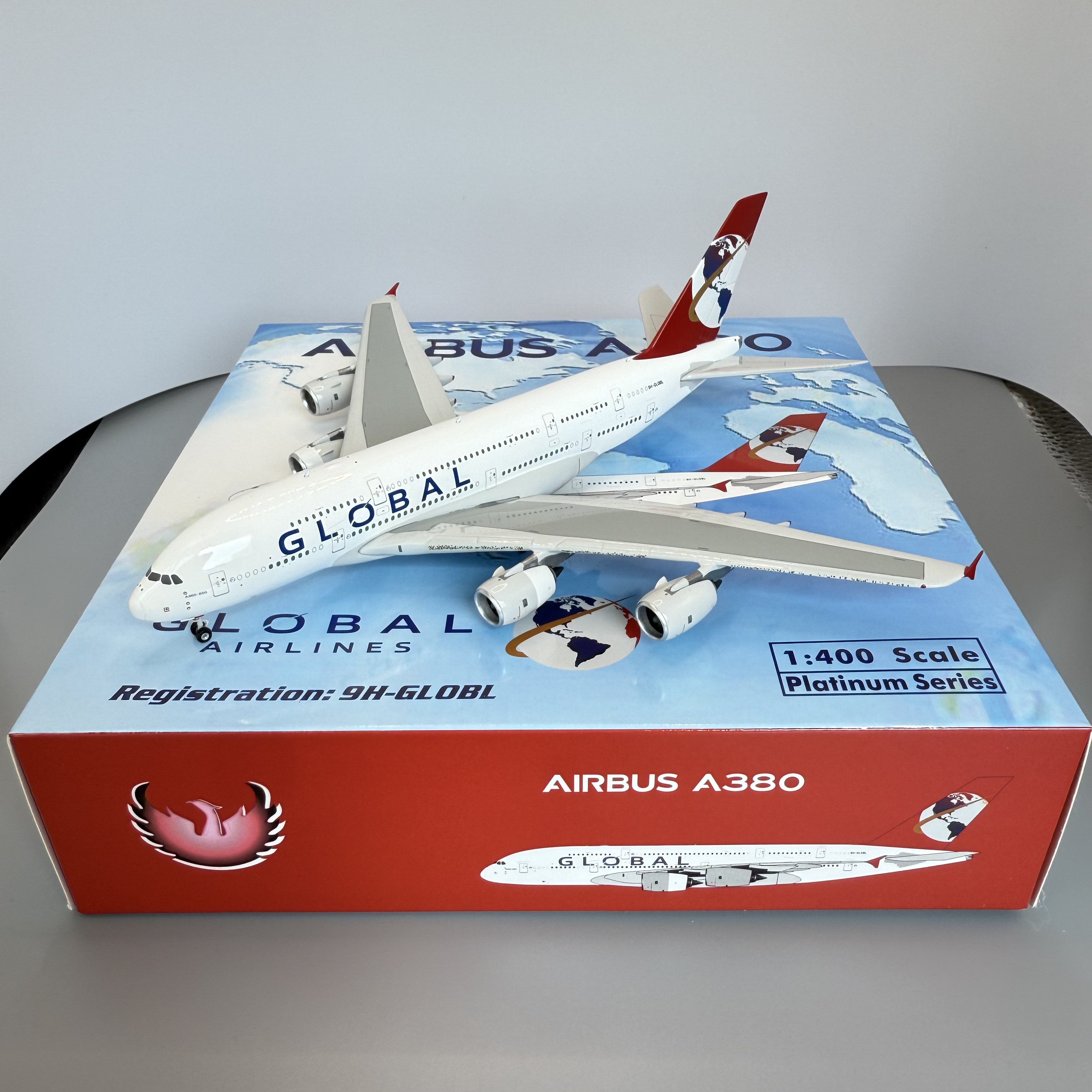 thumbnail for Phoenix Global Airlines Airbus A380 9H-GLOBL 1:400 12012 alloy model aircraft