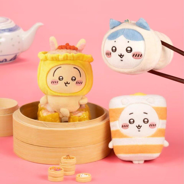新品chiikawa香港限定饮茶早茶系列乌萨奇小八烧卖兔兔毛绒挂件