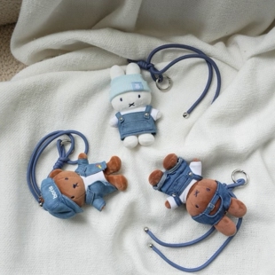 新品首尔限定米菲牛仔款豆眼兔和鲍里斯小熊迷你毛绒礼物毛绒挂件