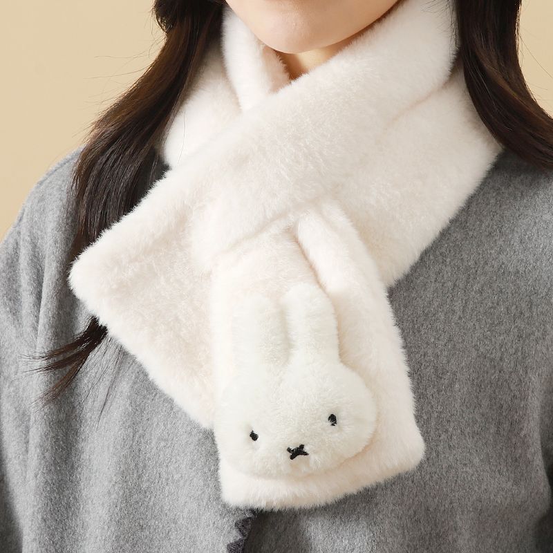 新款日系ins兔子毛绒围巾