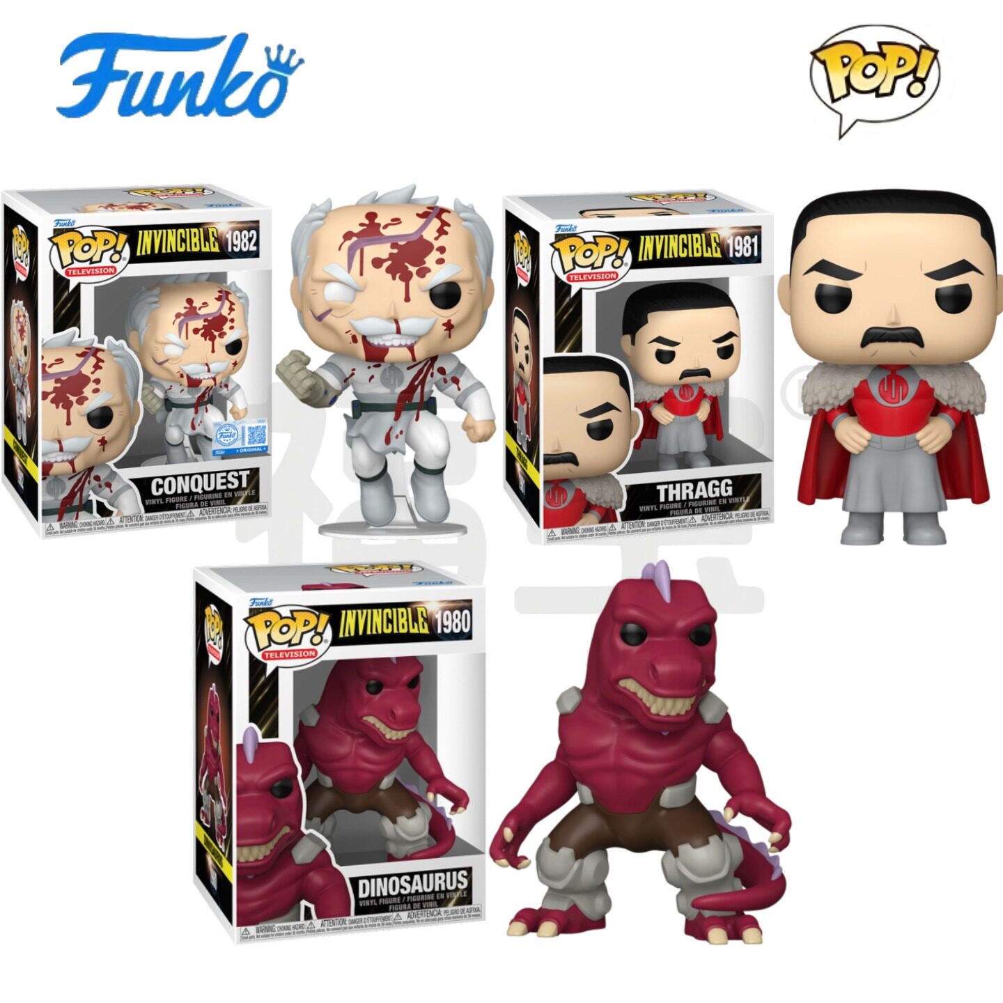 Funko POP 游戏少侠Invincible周边征服者 萨格 恐龙公仔手办