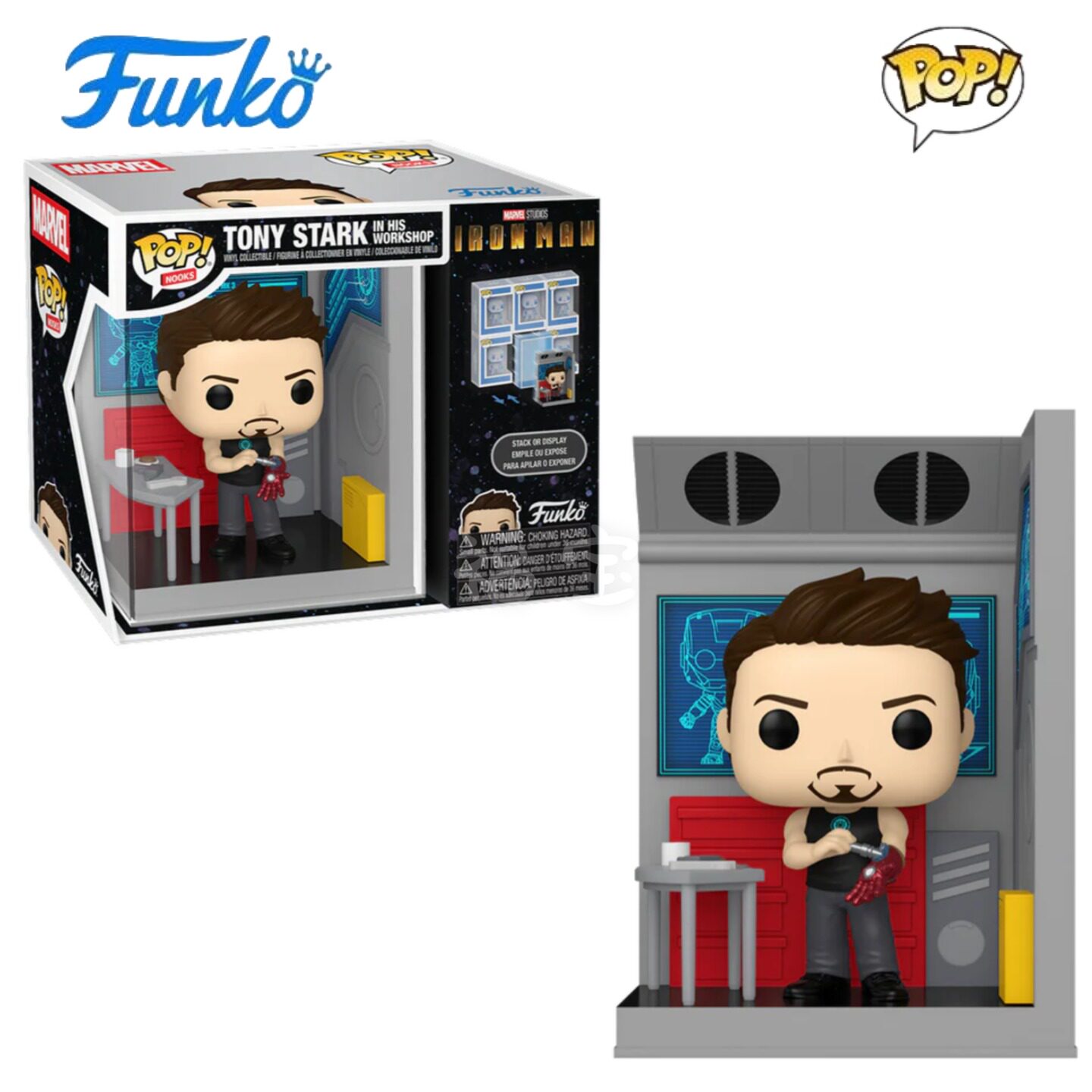 Funko POP漫威钢铁侠Iron Man周边托尼斯塔克实验室场景公仔手办