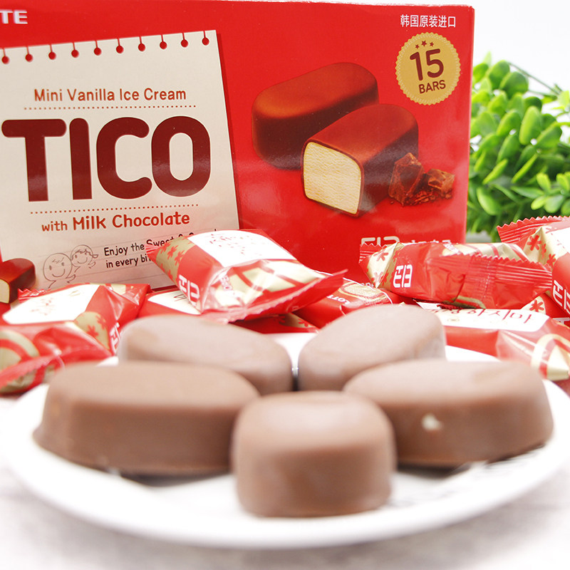 韩国原装进口乐天冰淇淋迷你黑巧克力小脆皮网红牛奶巧克力雪糕