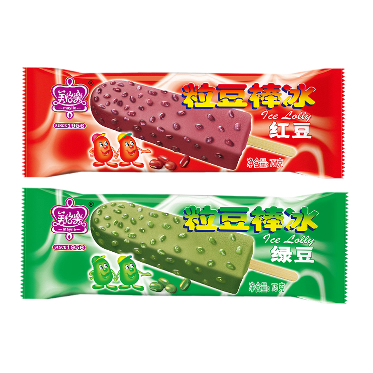美怡乐粒豆棒冰红豆冰淇淋绿豆红豆大粒豆冰激凌雪糕冰棍冰棒3支