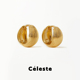 Céleste 贝壳纹理素圈耳扣女小众设计双面两戴小巧通勤银针耳环