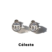 Céleste M字母闪钻圆形耳钉女小众设计气质简约锆石耳环925银针