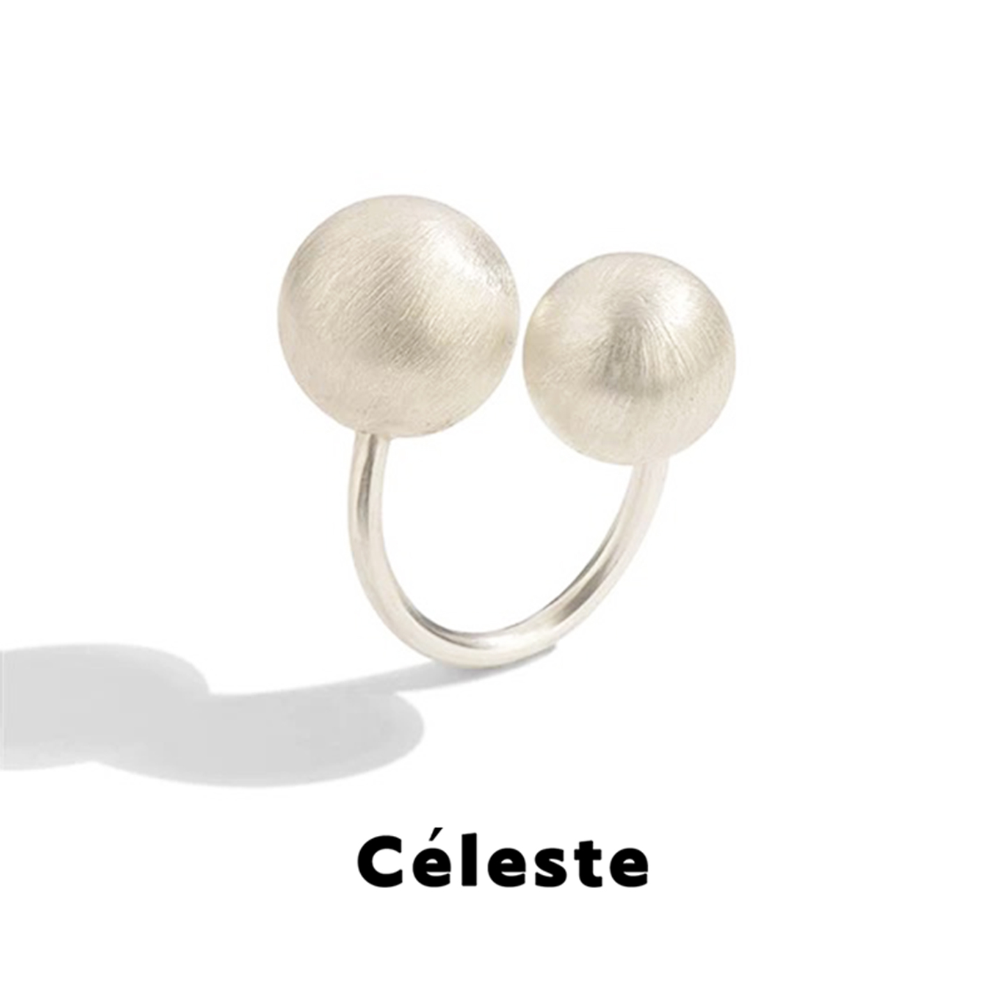 Céleste重工拉丝圆球开口戒指