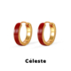 Céleste 白百何同款 复古红珐琅耳环女轻奢小众设计百搭素圈耳饰
