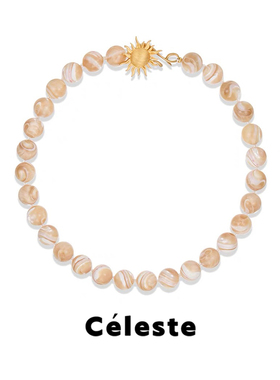 Céleste天然贝母艳阳串珠项链女