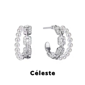 Céleste 流光闪钻双层珍珠耳钉女轻奢高级感小众设计耳环耳饰