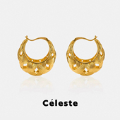 Céleste 小小莎同款 曼哈顿金色编织耳环女小众设计气质高级耳钉
