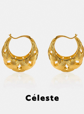 Céleste 小小莎同款曼哈顿金色编织耳环女小众设计气质高级耳钉