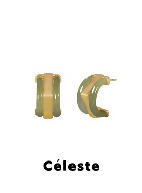 Céleste 陈都灵同款绿色玉石耳钉女绿涌系列新中式国风项链套装