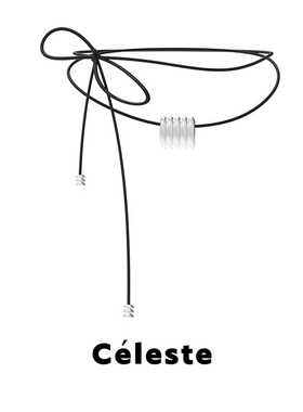 Céleste 豆豆同款有序光圈叠戴黑色皮绳多戴吊坠项链女小众设计