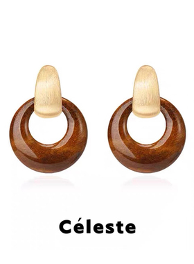 Céleste 黑玛瑙虎眼石圆环可拆卸两戴耳环女小众设计高级感耳钉