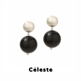 Céleste 拉丝圆球黑檀木耳环女小众设计高级感复古耳饰 豆豆同款