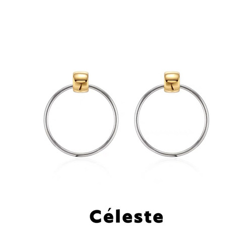 Céleste圈圈金银拼色大耳环女