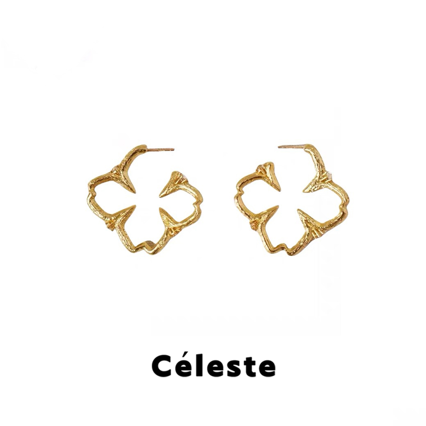 Céleste轮廓枝干镶嵌花卉耳环女