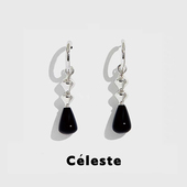 Céleste 秦岚同款 复古抽象花瓶黑玛瑙耳环高级感简约百搭锁骨链