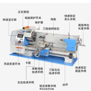 微型车床机小型金属不锈钢加工多功能木工仪表车床升级款 WM210V