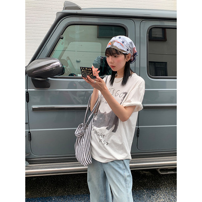 MKkelin【现货】ins复古猫咪T恤