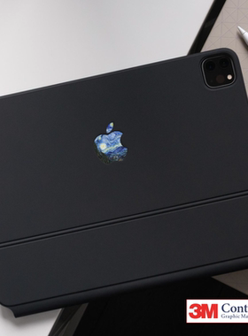 艺贴进口铸造级带导气槽 星空 适用苹果平板iPad妙控键盘Magic keyboard创意logo贴纸防水装饰无痕 一份2枚装