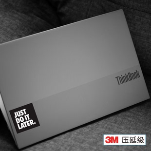 LATER拖延症 适用笔记本电脑苹果小米华为联想ThinkBook外壳个性 饰贴logo遮挡 艺贴压延级灰胶 装 JUST