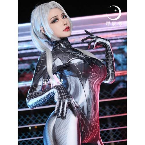 蜘蛛侠女款紧身衣黑蜘蛛侠cos紧身连体衣服女成人毒液共生体蜘蛛