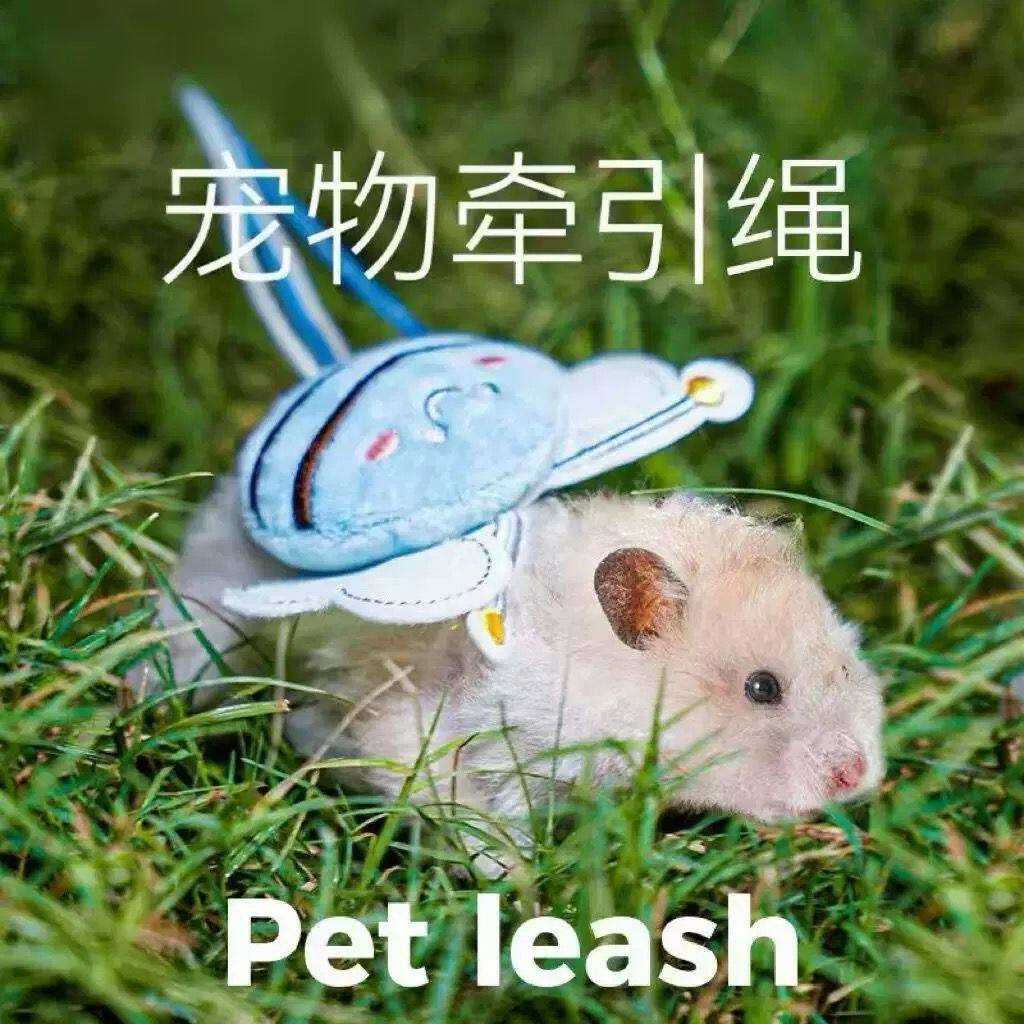 仓鼠牵引绳背心式仓鼠牵引绳金丝熊外出绳背带式可调节溜鼠绳豚鼠