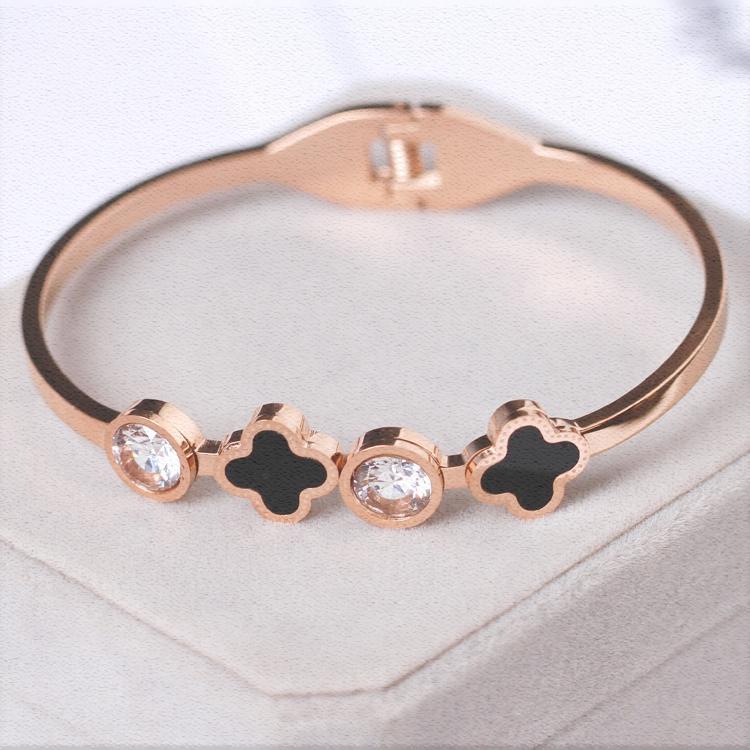 防过敏玫瑰金钛钢四叶草项链 手镯 耳钉三件套韩国气质百搭女饰品|msdalam kategori Aksesori/Barang Kemas Fesyen, kalung - dari Buy2taobao.com untuk memberikan perkhidmatan ejen Taobao profesional membeli