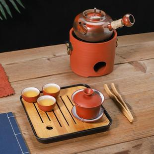 家用简紫功约中式 IQR砂旅外行夫茶具套装 红泥茶壶盖碗便携包户泡