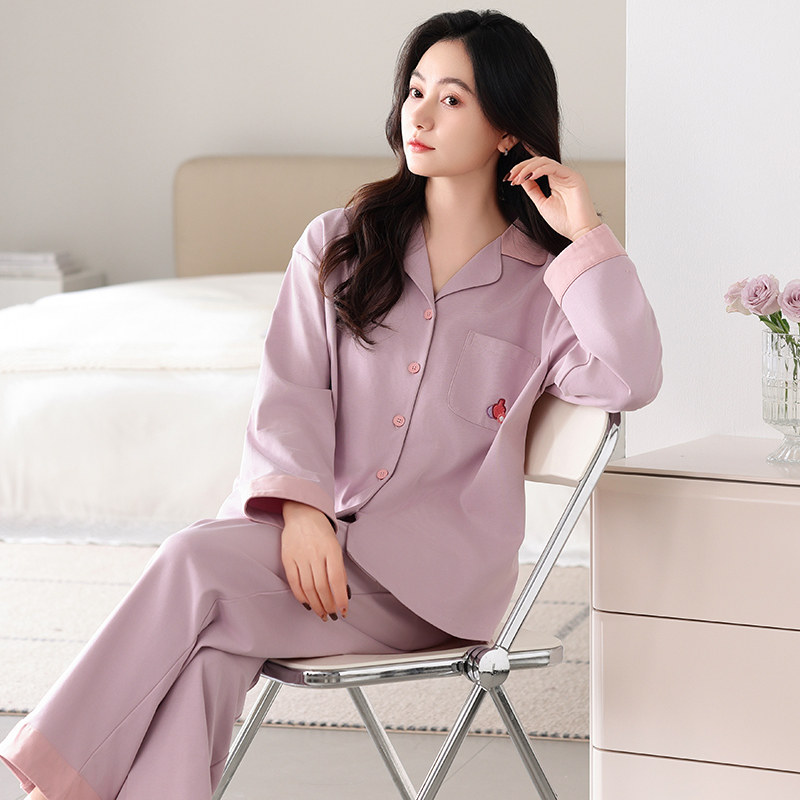 玲玲家新款开衫女士纯棉紫色纯版宽松长袖长裤时尚睡衣套装家居服,女士内衣/男士内衣/家居服,睡衣/家居服套装,淘宝优惠券,粉丝福利购,淘宝优惠卷