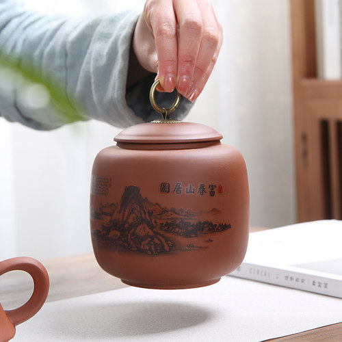 陶瓷中式风半斤装花红定制茶叶罐
