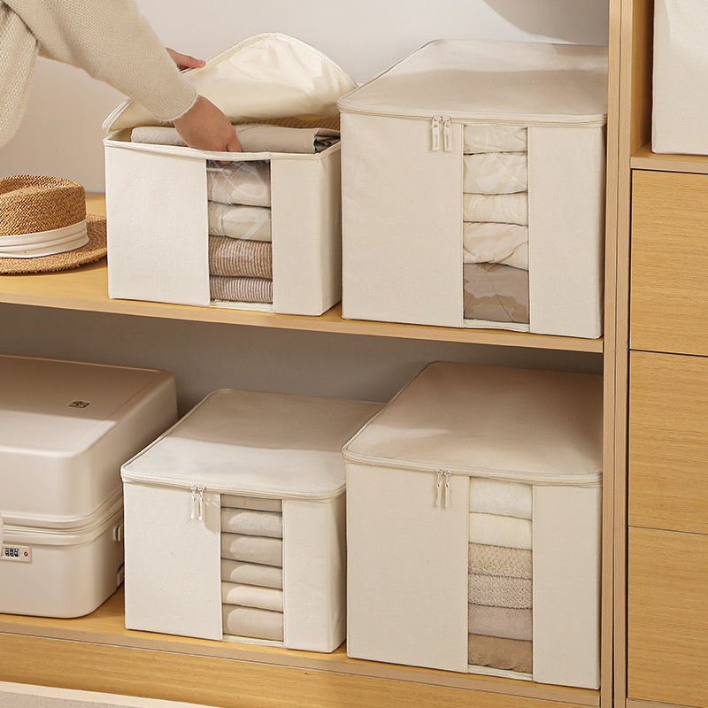 棉麻布艺收纳箱家用衣柜装衣物棉被子可水洗PP板整理箱储物盒袋子