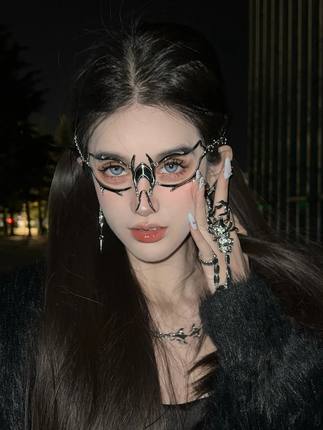 赛博朋克机械暗黑风面饰choker凹一式两戴流苏面具项链鼻饰男女