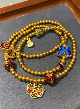 手串复古项链磨砂金色手链