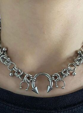 potato潮酷中性朋克风项链男女小众设计感马蹄环