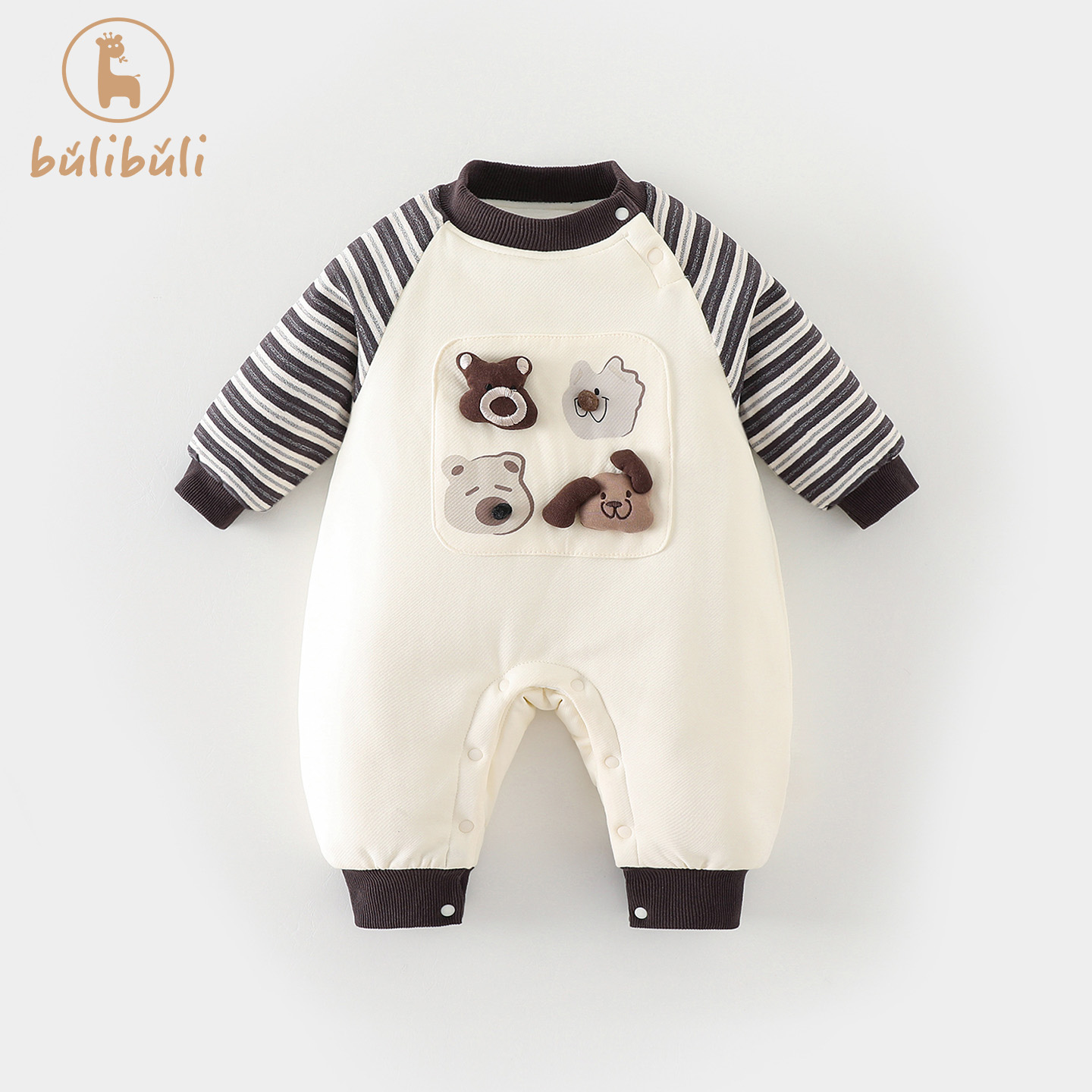 婴儿衣服秋冬装2025新款男宝宝加绒夹棉连体衣秋冬季外出哈衣爬服