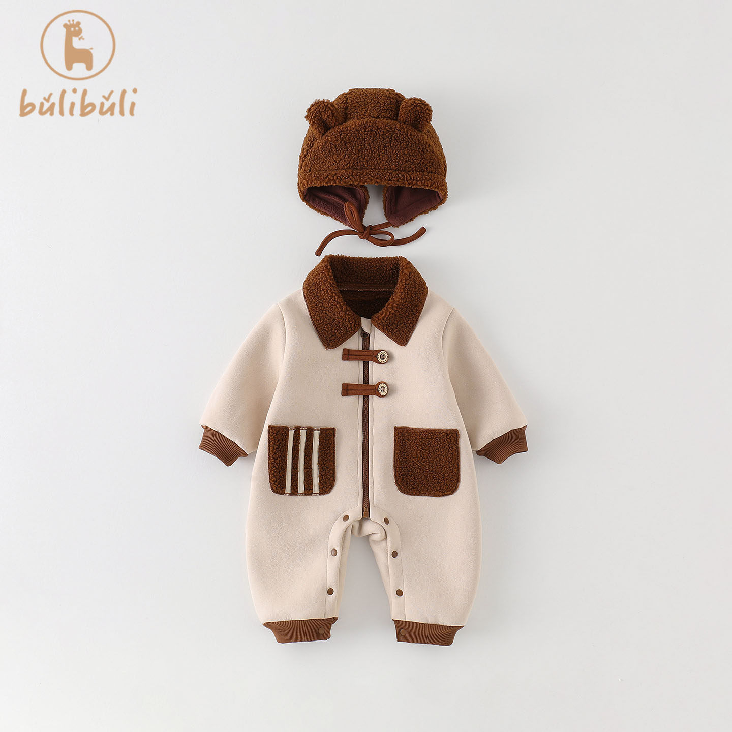 婴儿衣服秋冬装2025新款男宝宝加绒保暖连体衣秋冬季外穿哈衣爬服