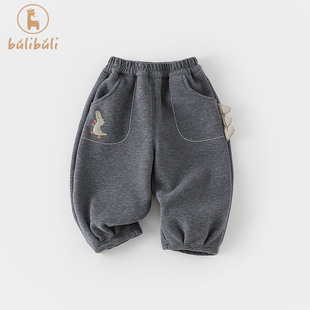 男童裤子冬款2025新款男宝宝加绒保暖休闲裤秋冬季婴幼童直筒长裤