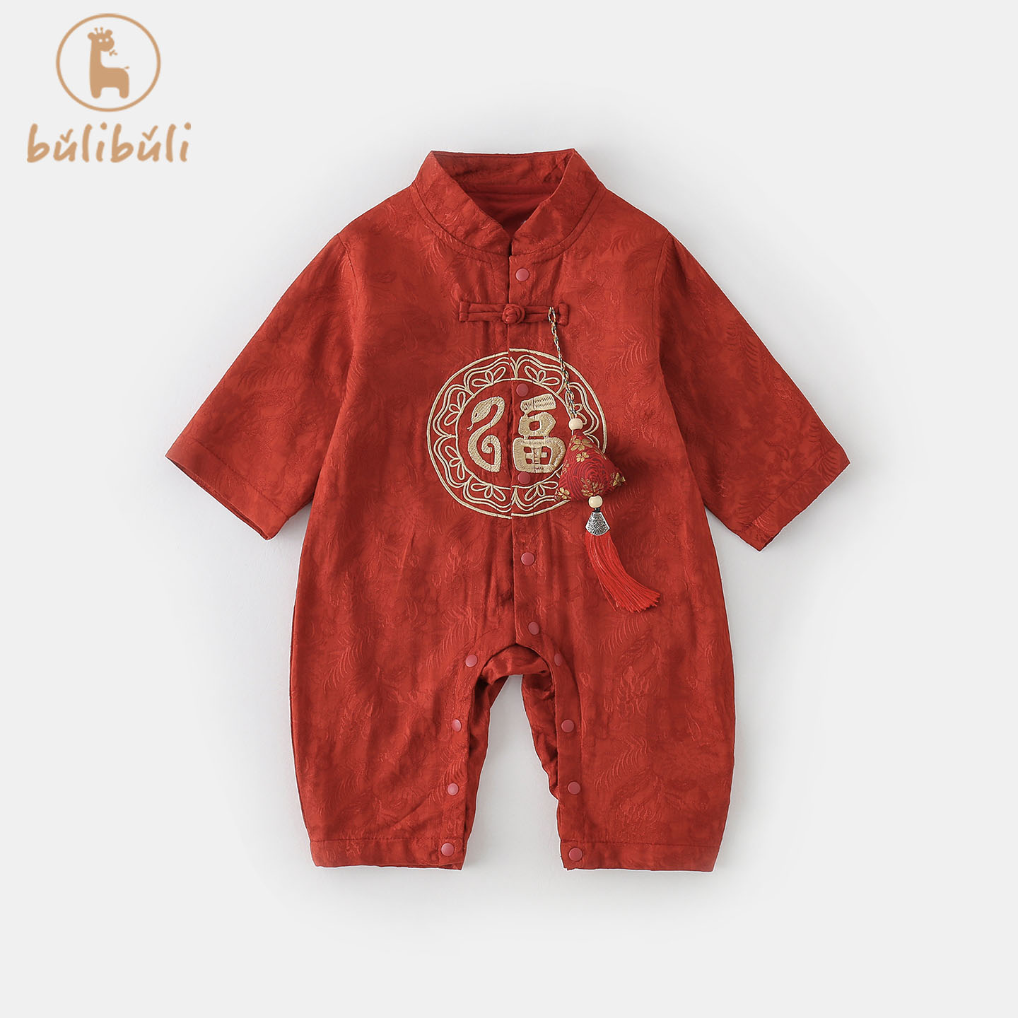 国风婴儿衣服秋装男女宝宝新中式连体衣满月百天红色哈衣爬服秋季