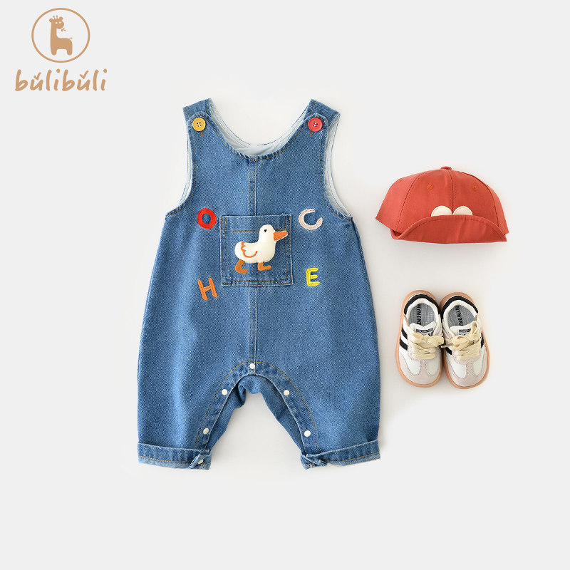 婴幼儿童背带裤春秋款2025新款男女宝宝卡通休闲牛仔长裤春季裤子