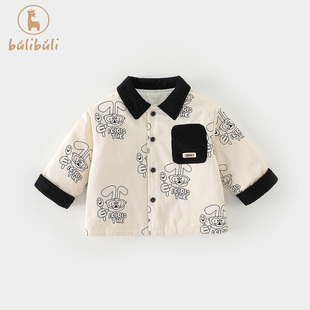 男童短款外套秋冬装2025新款男宝宝薄棉夹棉上衣秋冬季婴幼童衣服
