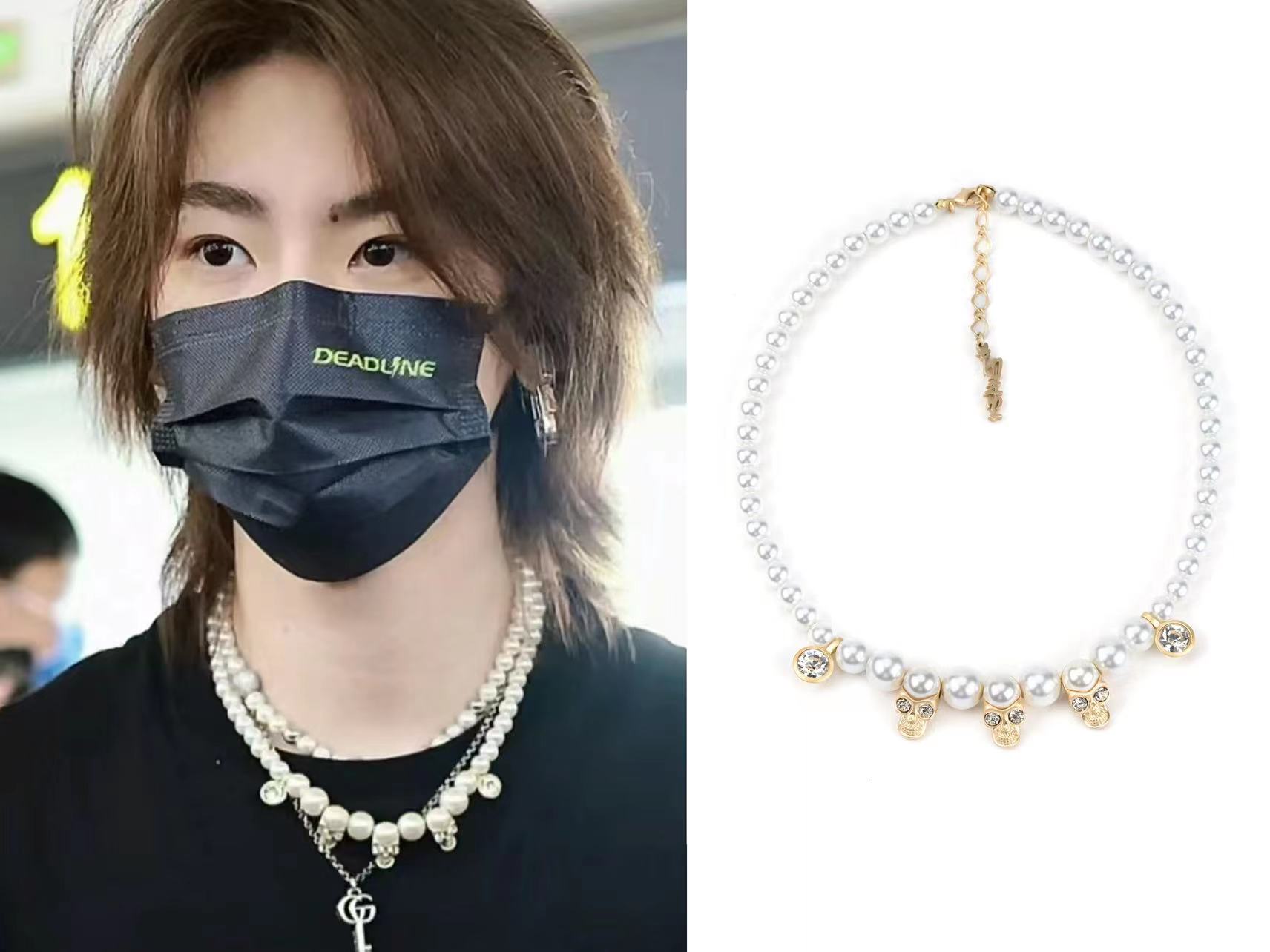 【小鬼王琳凯同款】evae 珍珠骷髅项链钻石情侣吊坠国潮嘻哈配饰