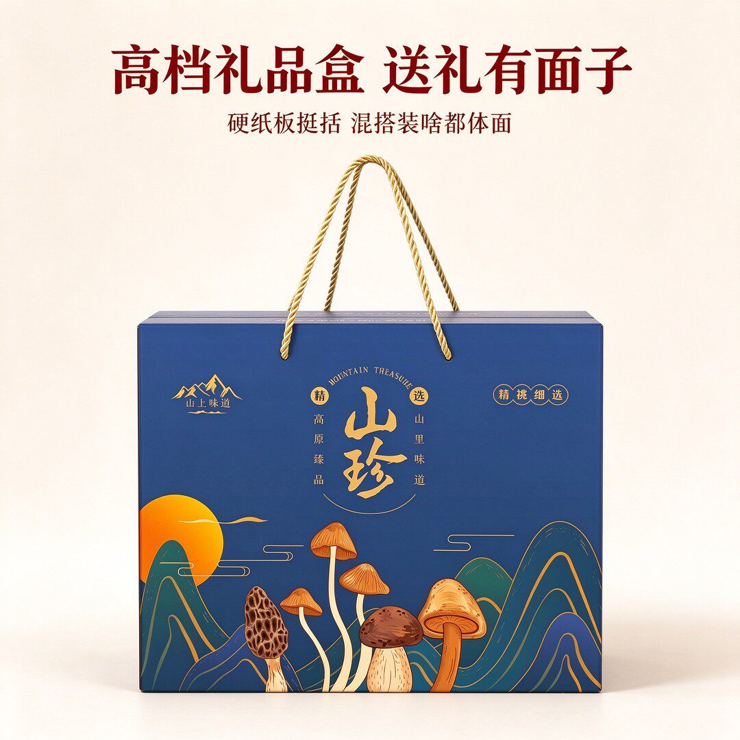 山珍高档礼品盒硬纸板包装盒手提袋设计送礼有面子定制礼品盒精选