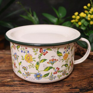 加厚搪瓷快餐杯带盖大号老式 冲量 搪瓷碗饭盒饭盆泡面碗学 新品