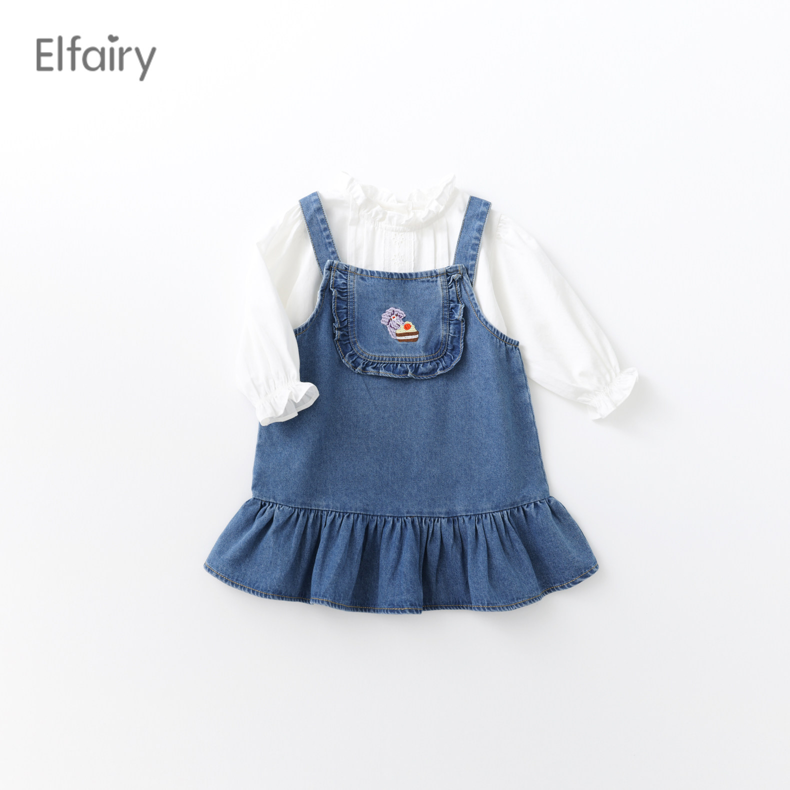 elfairy女童牛仔裙宝宝春装背带裙2024新款婴儿背心裙子儿童洋气