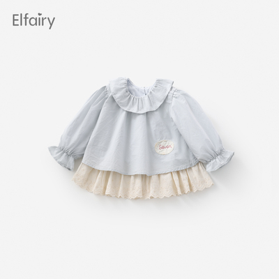 Elfairy女童小清新娃娃衫秋装