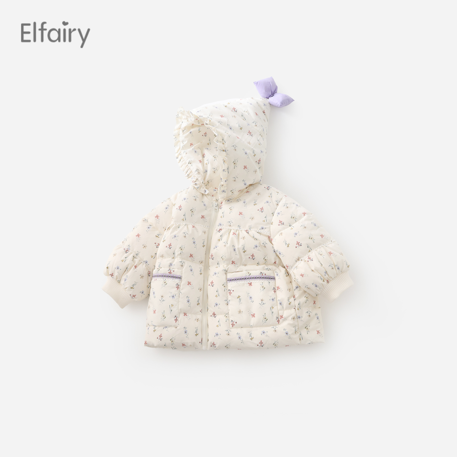 Elfairy女童可爱小碎花羽绒服